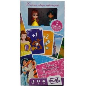 Shuffle Disney-prinsessen race naar het paleis, kaartspel voor kinderen met figuren.