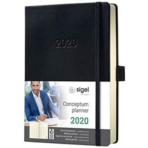 SIGEL C2019 planningsboek weekkalender 2020, ca. A5, 1 week = 2 pagina's, 1 kolom per dag, zwart, hardcover, concept - andere modellen