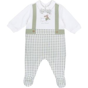 Chicco Katoenen romper met voet voor jongens 0-24, groen bedrukt, 9 maanden, Groen bedrukt, 9 Maanden