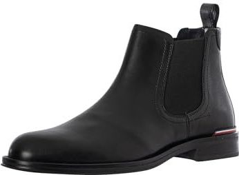 Tommy Hilfiger Heren Core lederen Chelsea laarzen, zwart, Zwart, 44 EU