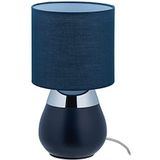 Relaxdays nachtlamp touch, E14-fitting, indirecte verlichting, ovale tafellamp met kap, HxD: 32 x 18 cm, donkerblauw