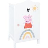 roba Peppa Pig Poppenkast - Kast voor het Opbergen van Poppenkleding & Accessoires - Poppenmeubels van Wit Gelakt Hout - Motief van de Tekenfilmserie