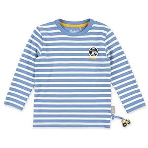Sigikid Shirt met lange mouwen van biologisch katoen voor mini-jongens in de maten 98 tot 128, blauw-wit gestreept., 110 cm