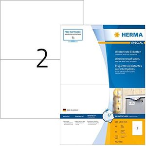 HERMA 4601 weerbest folielabels voor inkjetprinters A4 (210 x 148 mm, 40 velles, folie, mat) zelfklevend, bedrukbaar, permanent klevende stickers, 80 etiketten voor printer, wit