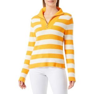 ONLY Onlkatia Ls Zip Highneck Cc KNT Pullover voor dames, Carrot Curl/Stripes: Melange/Whitecap Gray, L