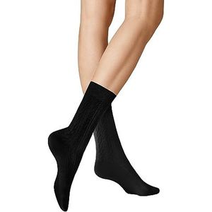 KUNERT Dames sok 224400 Winter Dreams - PLAIT, gebreid, 39/42, zwart, warm en zacht, vlechtpatroon, drukvrije comfortabele tailleband, plat, met de hand afgehechte teennaad, zwart, 39-42 EU