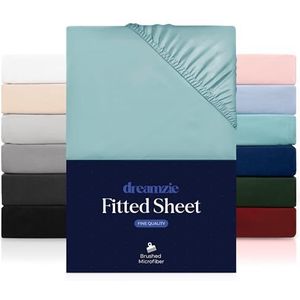 Dreamzie Hoeslaken 80 x 200 cm Zachte Microvezel - Hoekhoogte 35 cm - voor Dikke Matrassen - Oeko-Tex Gecertificeerd - Dagelijks Gebruik - Aqua