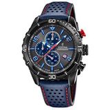 Festina Herenhorloge analoog kwarts met leren armband F20519/3, Blauw, strepen