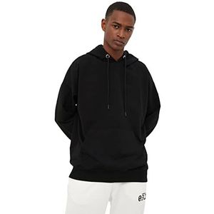 Trendyol Heren Black Male Oversize Hooded Sweatshirt, XL