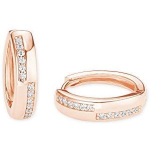 Amor Creoles 925 Sterling Zilveren Dames Oorbellen, Met Zirkonia Synth., 1,5 cm, Rosé, Wordt Geleverd In Sieraden Geschenkdoosje, 2022065