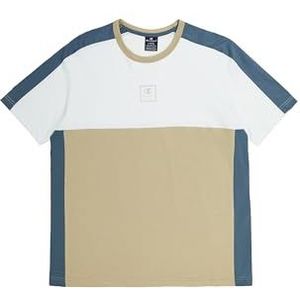 Champion Heren Legacy Athleisure Color Block S/S Crewneck T-shirt, beige/lichtgrijs, XL, beige/lichtgrijs, XL