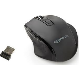Amazon Basics Ergonomische draadloze USB-muis - DPI instelbaar - Zwart