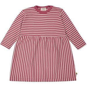 loud + proud Meisjes lange mouwen gestreept met rib, GOTS-gecertificeerd kinderjurk, rood, 86-92
