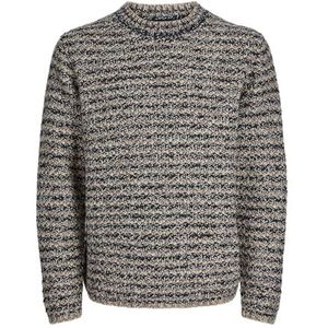 Jack & Jones JPRCCMELVIN Knit Crew Neck, Walnoot/detail: streep, M