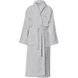 LE TEMPS D'UN BAIN Geborduurde badjas, 500 g, lichtgrijs, maat S, Lichtgrijs, S