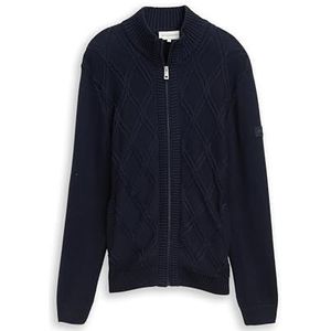 TOM TAILOR - Gebreid Vest - Donkerblauw - Met Ritssluiting - Lange Mouw