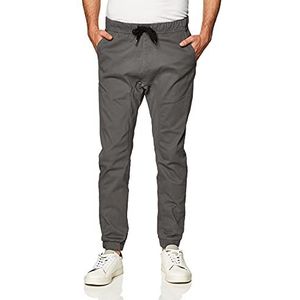 Southpole Heren Basic Stretch Twill Jogger Broek Casual, Donkergrijs, XXL