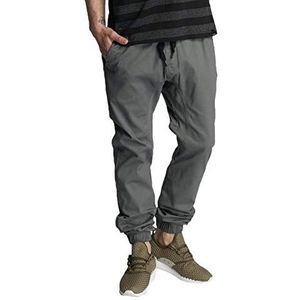 Southpole Heren Basic Stretch Twill Jogger Broek Casual, Donkergrijs, XXL