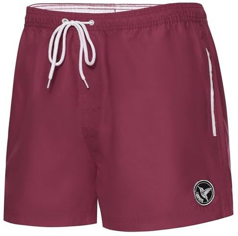 Ladeheid Heren Zwembroek Sneldrogende Sportieve Zwemshort met Mesh Binnenbroekje, Zakken aan Zijkant en Achterkant, Elastische Tailleband, Ademend Materiaal LA40-199 (Bordeaux, M)