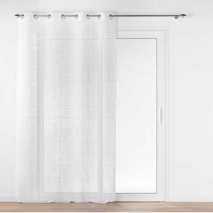 douceur d'intérieur, Gordijn met oogjes (140 x 240 cm) Odessa goud, gezandstraald voile geborduurd metallic