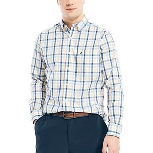 Nautica Mannen rimpelbestendig shirt met lange mouwen en knopen aan de voorkant, L