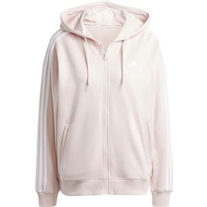 adidas Dames Essentials 3-Stripes French Terry Oversized Full-Zip Hoodie, sandy pink, S