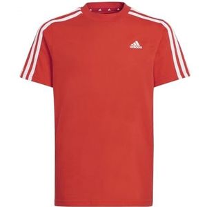 adidas Uniseks-Kind Essentials 3-Stripes Cotton Tee, bright red/white, 15-16 Years