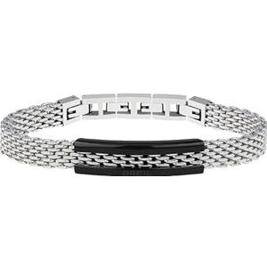 Breil - Bracelet for Men SNAP Collection TJ2741 - Stainless Steel Jewel with Black Central Plate - Total Length 21 cm - Black and Steel