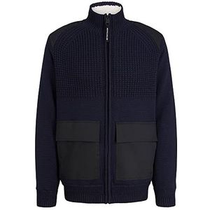 TOM TAILOR Uomini Gebreid vest met teddybont 1033530, 13160 - Knitted Navy Melange, M