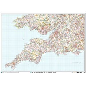 Zuidwest-Engeland - Postcode District Wall Map-Paper