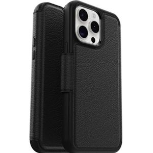 OtterBox Strada-hoesje voor iPhone 15 Pro Max voor MagSafe, schokbestendig, valbestendig, lederen folio met kaarthouder, 3x getest volgens militaire standaard, Zwart