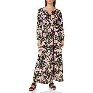 NAEMI Dames maxi-jurk met bloemenprint 19227151-NA01, zwart, S, zwart, S