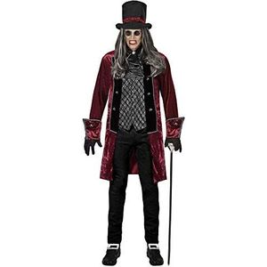 Widmann - kostuum Victoriaanse vampier, jas met vest, jabot, handschoenen, hoed, bloedzuiger, Halloween, carnaval, themafeest