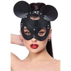 Smiffys 53013 Black Fever Leather Look Mouse Mask, Vrouwen, One Size