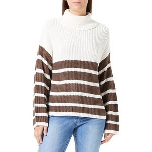 JdY JDYJUSTY L/S Cowlneck ST PULLO KNT, Eggnog/Stripes: chocoladebruin, XXL