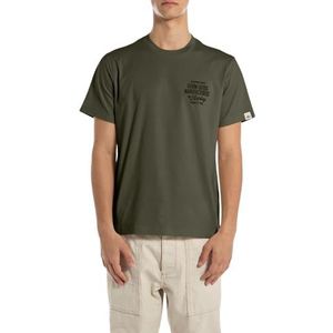 REPLAY Heren Regular Fit T-shirt van katoen, 849 legergroen, M