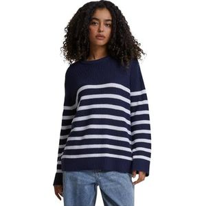 Urban Classics - Tb6895 - Dames Sweater - Navy / Wit - Rib Striped