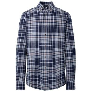 Hackett London Heren Navy flanellen geruit overhemd, Blauw (zwart/rood), XXL