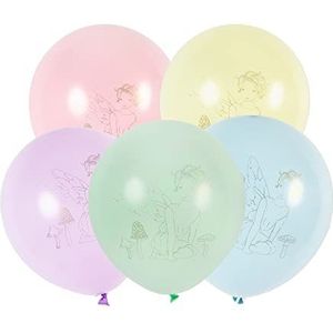 Talking Tables Set van 12 pastelballonnen | Feeënfeestdecoraties voor kinderverjaardag, Moederdag, tuin | Gemaakt van latex met bedrukt ontwerp en lint om lucht of helium te bevestigen, veelkleurig