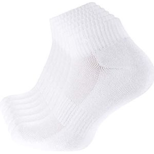 CottonPrime Sportsokken voor dames en heren, 6 paar, Quarter- loop- en functionele sokken met badstof zool, korte sokken, 43/46, wit, wit, 43-46 EU