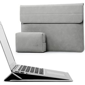 HYZUO 15-16 Inch Laptop Hoes Sleeve met Standaard Functie Compatibel met 2019-2021 Macbook Pro 16/15 Inch Surface Laptop 4 3/ Dell XPS 15/2012-2019 MacBook Pro 15/ HP Pavilion 15, Lichtgrijs