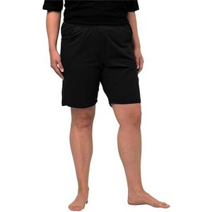 Ulla Popken Dames grote maten plus size jersey shorts, zakken, elastische tailleband 818396, zwart, 50W / 32L