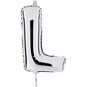 Grabo 14319S-P Letter L Ballon Midiloon Mini Eendelig Pack, Lengte-14 Inch, Kleur, Zilver, One Size