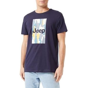 JEEP O102905-A928 J Heren T-shirt met Grote Print met schors Camouflage J23W Heren Night Blue XL, Nacht Blauw, XL