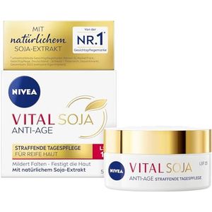 Nivea Vital Soja Anti-Age Verstevigende dagcrème, SPF 15, verstevigende gezichtsverzorging voor rijpe huid met natuurlijk soja-extract, dagcrème met SPF tegen pigmentvlekken (50 ml)
