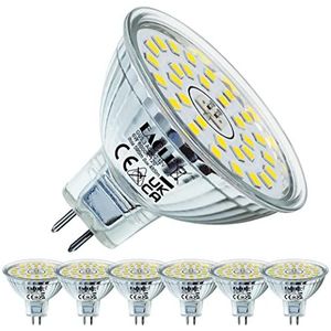 EACLL GU5.3 LED Lamp Koel Wit, 6W Gelijk aan 50W Halogeenlampen, 6-pack, 6000K 655lm AC/DC 12V Geen Flikkering Energiezuinige Verlichting, Stralingshoek 120° LED-Spot, Niet Dimbaar Reflectorlamp