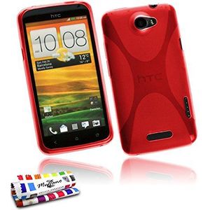 Ultraplatte zachte beschermhoes HTC ONE X [Le X Premium] [rood] van MUZZANO + stift en microvezeldoek MUZZANO® GRATIS - De ultieme elegante en duurzame beschermhoes voor uw HTC ONE X