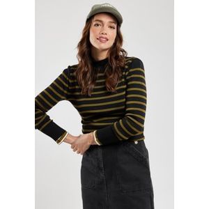 Armor Lux Heritage trui met opstaande kraag van merinowol, Zwart/Fir Groen, L