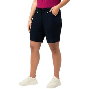 Ulla Popken Grote maten grote maten plus size cargo-bermuda, comfortabele tailleband, 4-pocket-snit, marineblauw, 33W / 32L