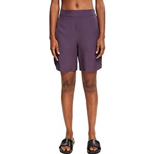 ESPRIT Collection Shorts met elastische tailleband, Lenzing™ EcoVero, dark purple, 36